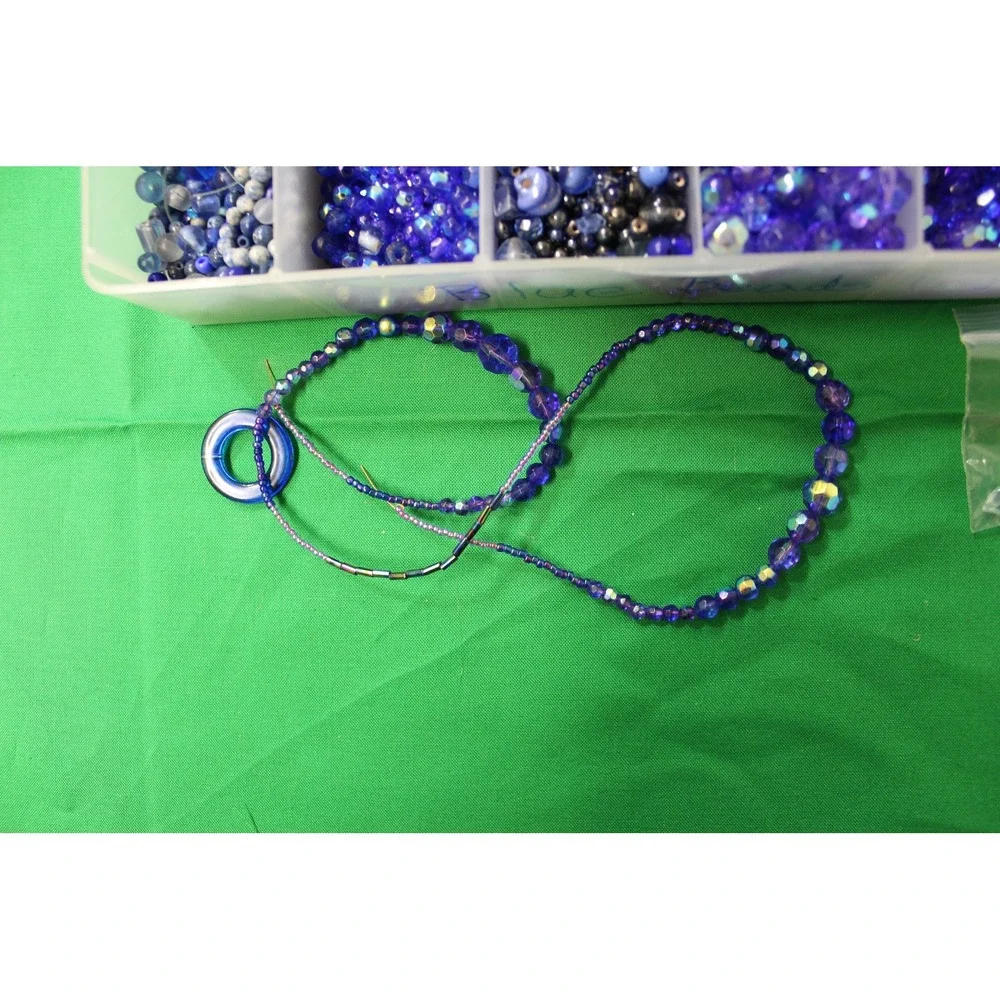 Vintage Blue Bead Assortment, Upcycled Jewelry Making Supplies